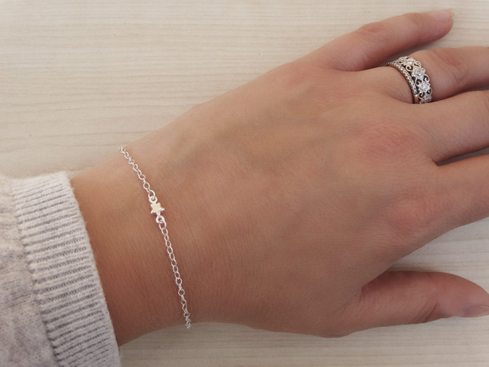 Tiny Silver Star Bracelet - Sterling Silver