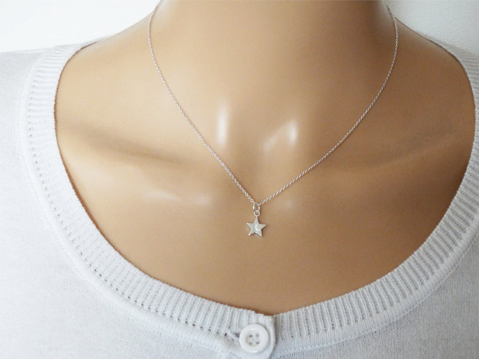 Tiny Silver Star Necklace, 2 Stars With Initials, Personalised, Sterling Silver