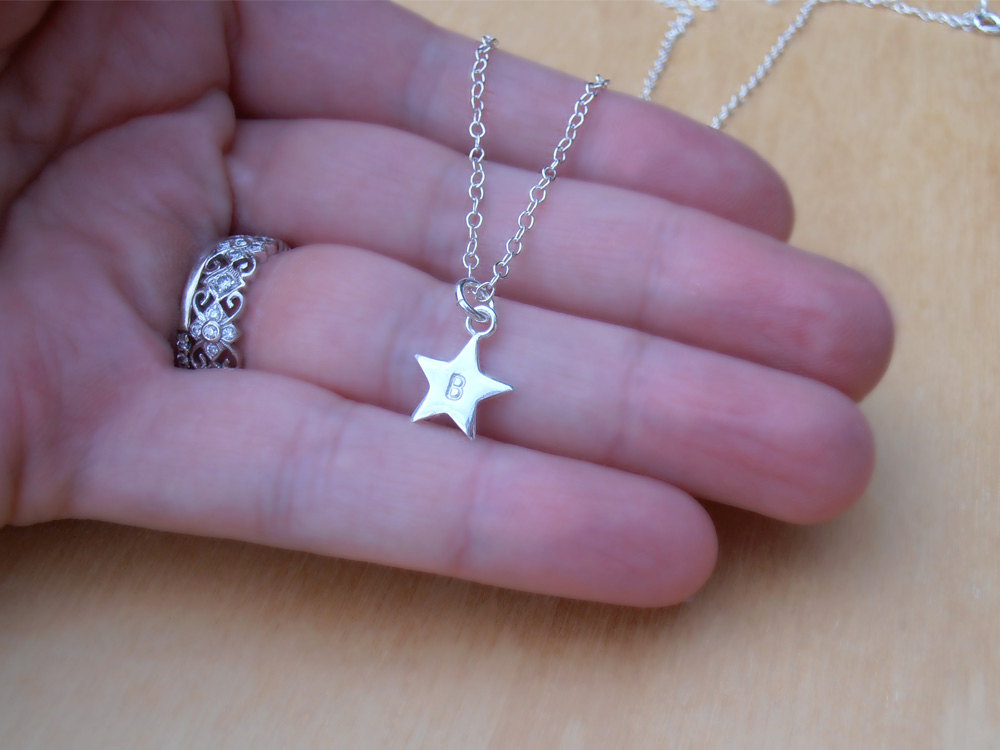 Tiny Silver Star Necklace, 3 Or More Stars With Initials, Personalised, Sterling Silver