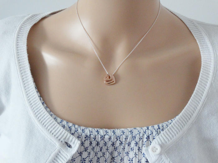 Triple Heart Necklace ~ Sterling Silver &amp; Rose Gold