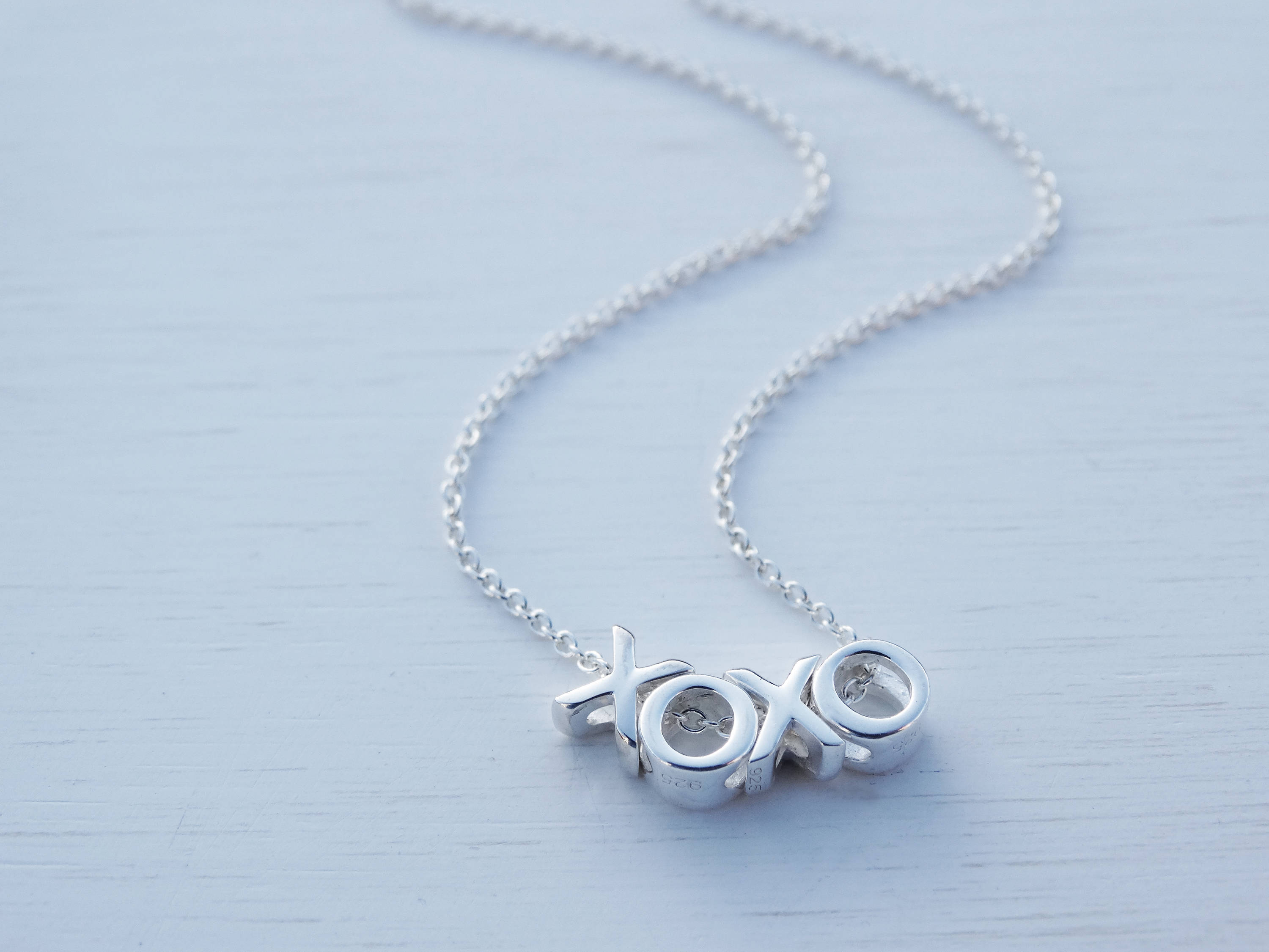 XOXO Silver Necklace, Hugs &amp; Kisses, Sterling Silver