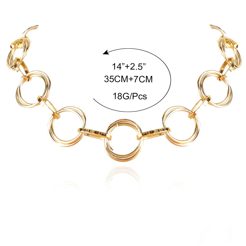 Gold-Tone Double Circle Link Necklace