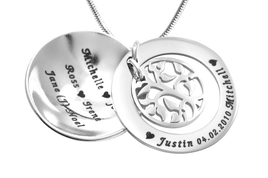 Personalized My Family Tree Dome Necklace - Sterling Silver - Handmade By AOL Special