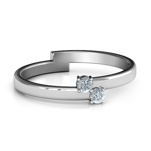 Diagonal Dazzle Ring With 2-3 Gemstones - Handmade By AOL Special