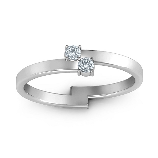 Diagonal Dazzle Ring With 2-3 Gemstones - Handmade By AOL Special