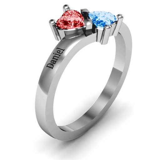 Inverted Twin Heart Ring - Handmade By AOL Special