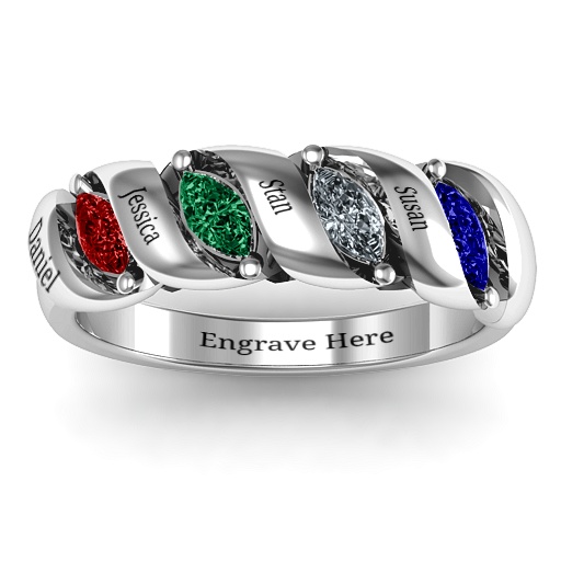 Spiral Marquise Row Ring - Handmade By AOL Special
