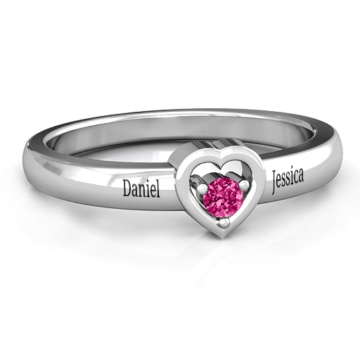 Sterling Silver Solitaire Heart Ring - Handmade By AOL Special