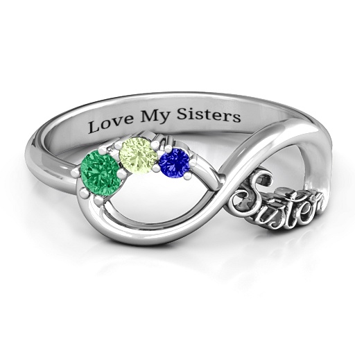 Sterling Silver 2-4 Stone Sisters Infinity Ring - Handmade By AOL Special
