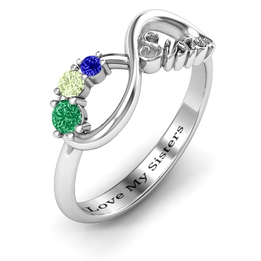 Sterling Silver 2-4 Stone Sisters Infinity Ring - Handmade By AOL Special