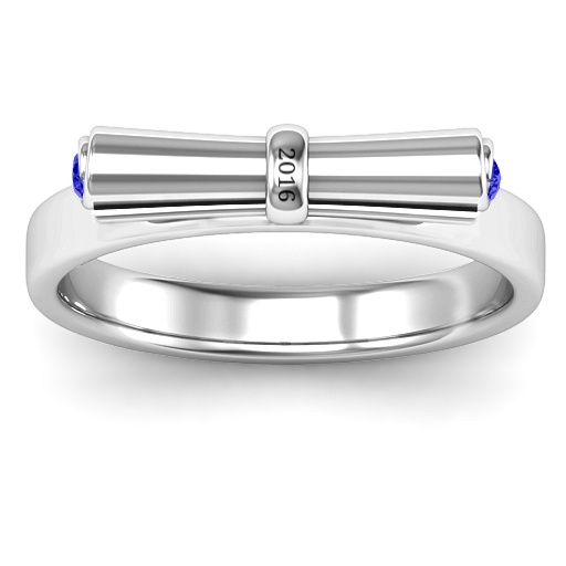 Sterling Silver Diploma Scroll Graduation Ring - Handmade By AOL Special