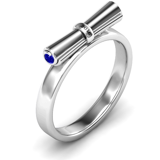 Sterling Silver Diploma Scroll Graduation Ring - Handmade By AOL Special