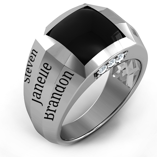 Sterling Silver Engravable Statement 6-Stone Men's Ring - Handmade By AOL Special