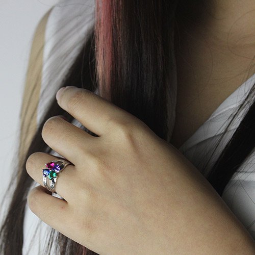 Personalized Mothers Name Ring with Birthstone Sterling Silver - Handmade By AOL Special