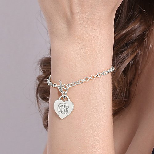 Personalized Monogram Charm Bracelet For Her Silver - Handmade By AOL Special