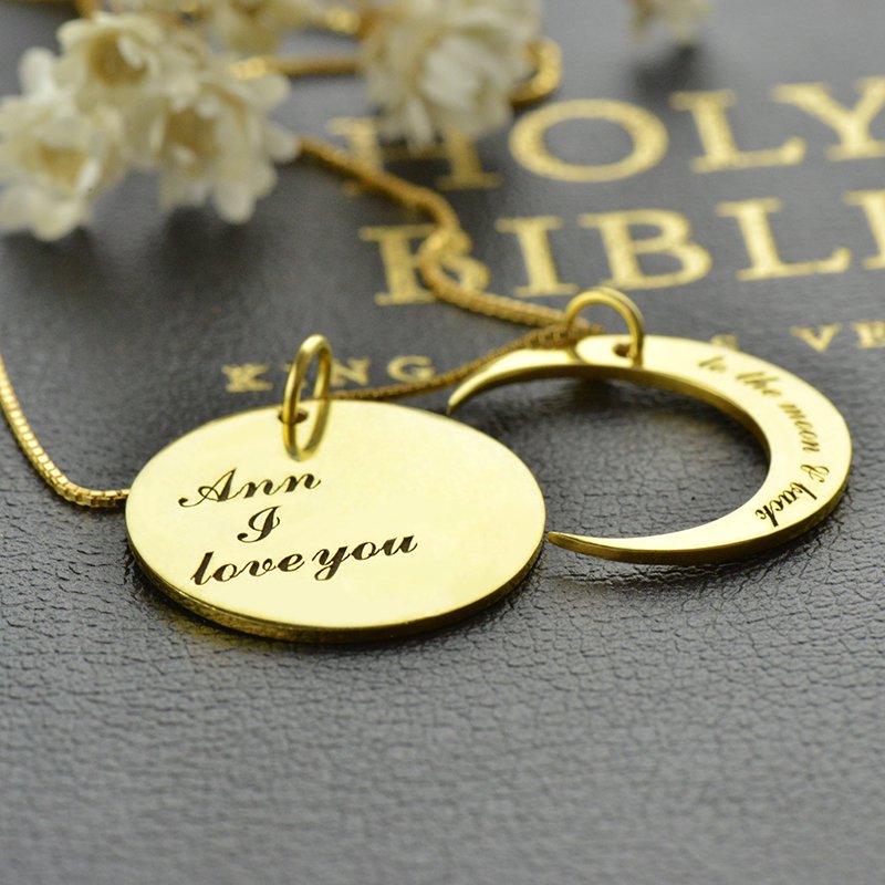 I Love You to The Moon and Back Love Necklace 18ct Gold Plated - Handmade By AOL Special