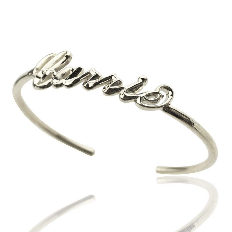 Personalized Sterling Silver Name Bangle Bracelet - Handmade By AOL Special
