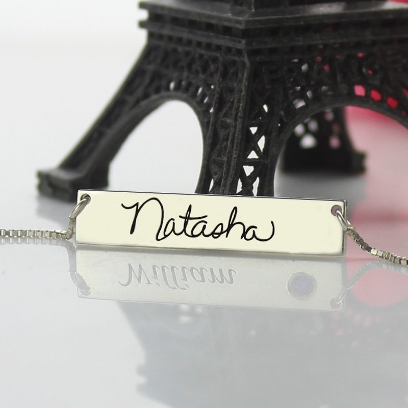 Custom Necklace With Your Signature Bar Silver - Handmade By AOL Special