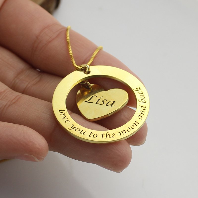 Custom Mom I Love You to the Moon and Back Necklace - Handmade By AOL Special