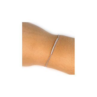 Sterling Silver Beaming Bar Bracelet With Cubic Zirconia Accent Stones - Handmade By AOL Special