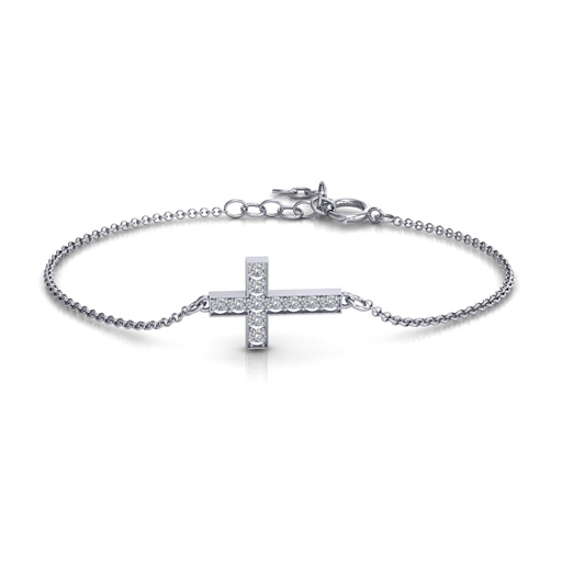 Sterling Silver Shimmering Cross Bracelet With Cubic Zirconia Accent Stones - Handmade By AOL Special